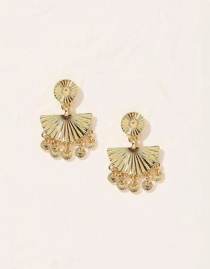 Women FatFace Copper and Black FatFace All Dressed Up Disc Dropped Earrings Gold