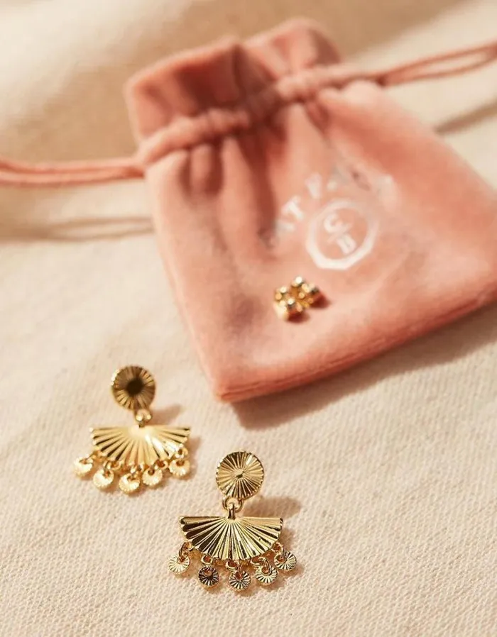 Women FatFace Copper and Black FatFace All Dressed Up Disc Dropped Earrings Gold