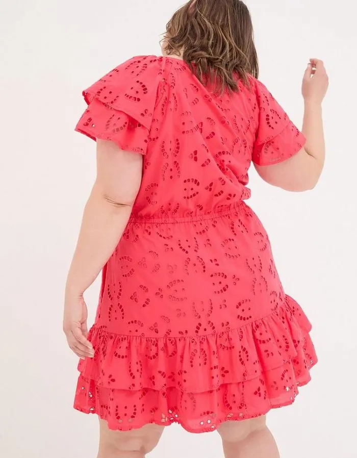 Women FatFace Dresses Brady Broderie Dress Tomato Red