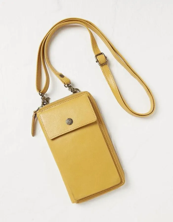 Women FatFace Festival Collection Louisa Purse Phone Bag Yellow