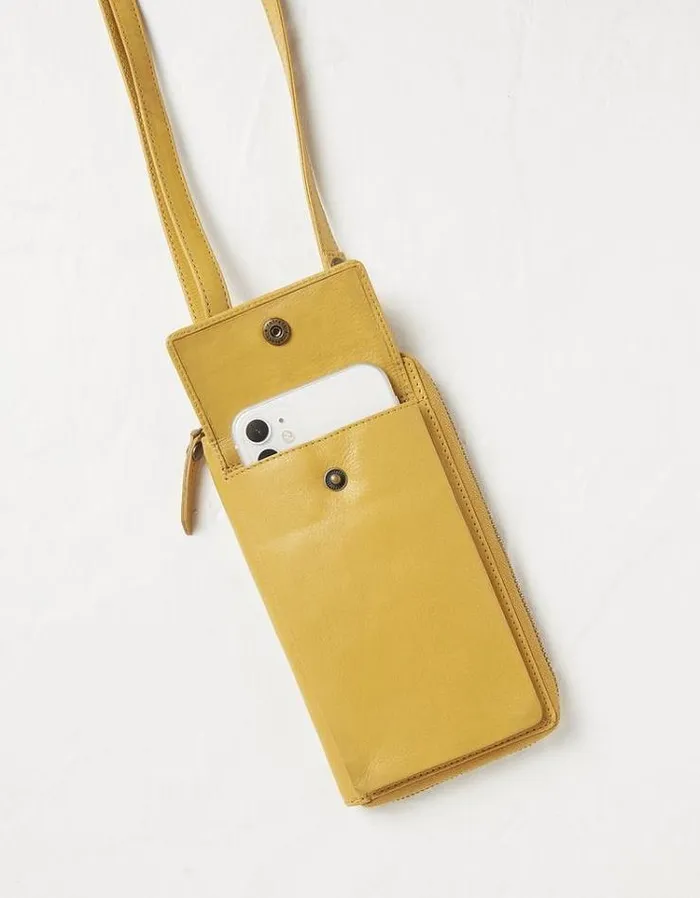 Women FatFace Festival Collection Louisa Purse Phone Bag Yellow