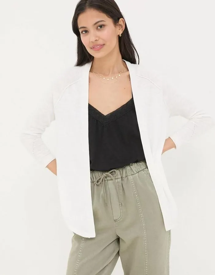 Women FatFace Festival Collection Tie Front Cardigan White