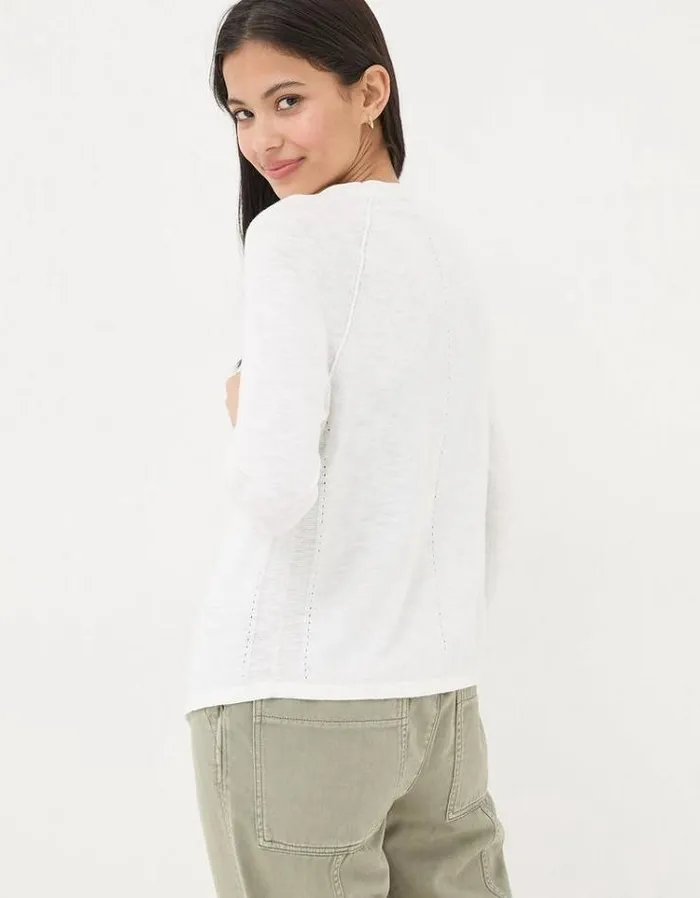 Women FatFace Festival Collection Tie Front Cardigan White