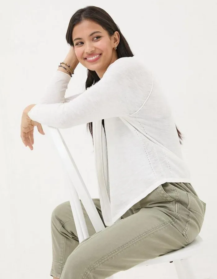 Women FatFace Festival Collection Tie Front Cardigan White