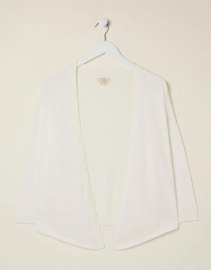 Women FatFace Festival Collection Tie Front Cardigan White