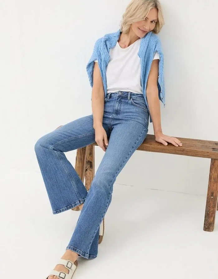 Women FatFace Jeans and Dungarees Farah Flare Jeans Vintage Blue