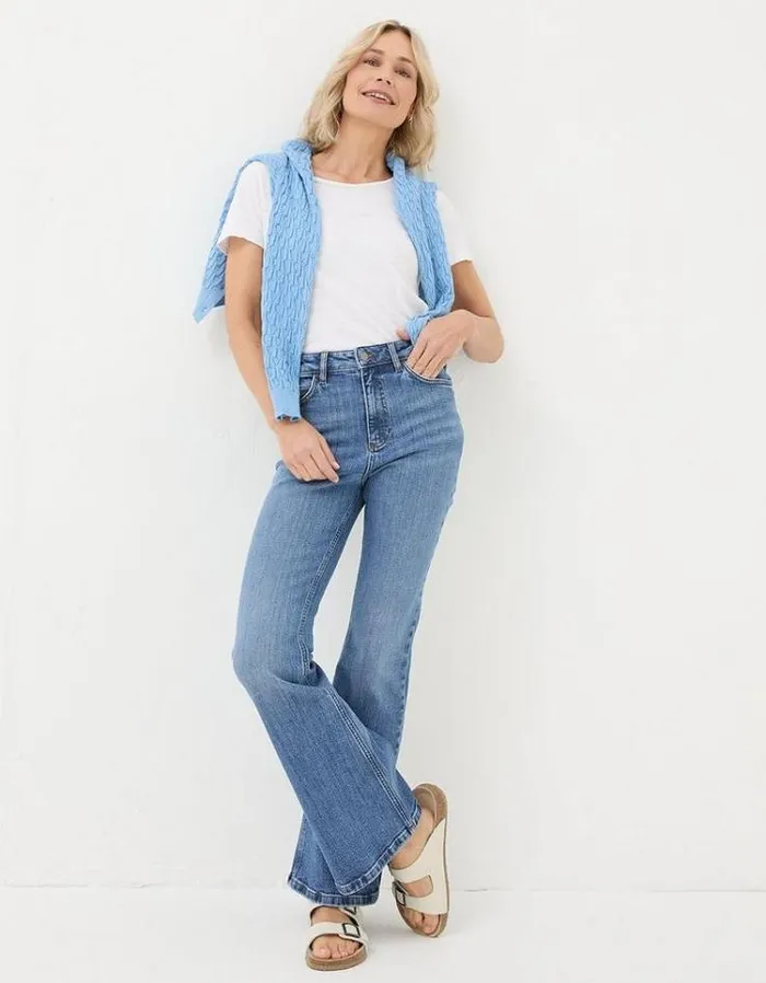 Women FatFace Jeans and Dungarees Farah Flare Jeans Vintage Blue