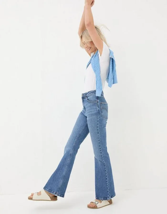 Women FatFace Jeans and Dungarees Farah Flare Jeans Vintage Blue