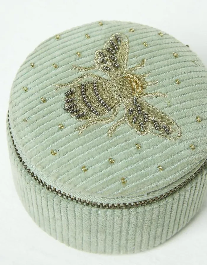 Women FatFace Jewelry Bee Travel Jewelry Box Light Green