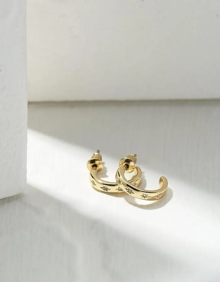 Women FatFace Jewelry Gem Huggy Hoops Gold