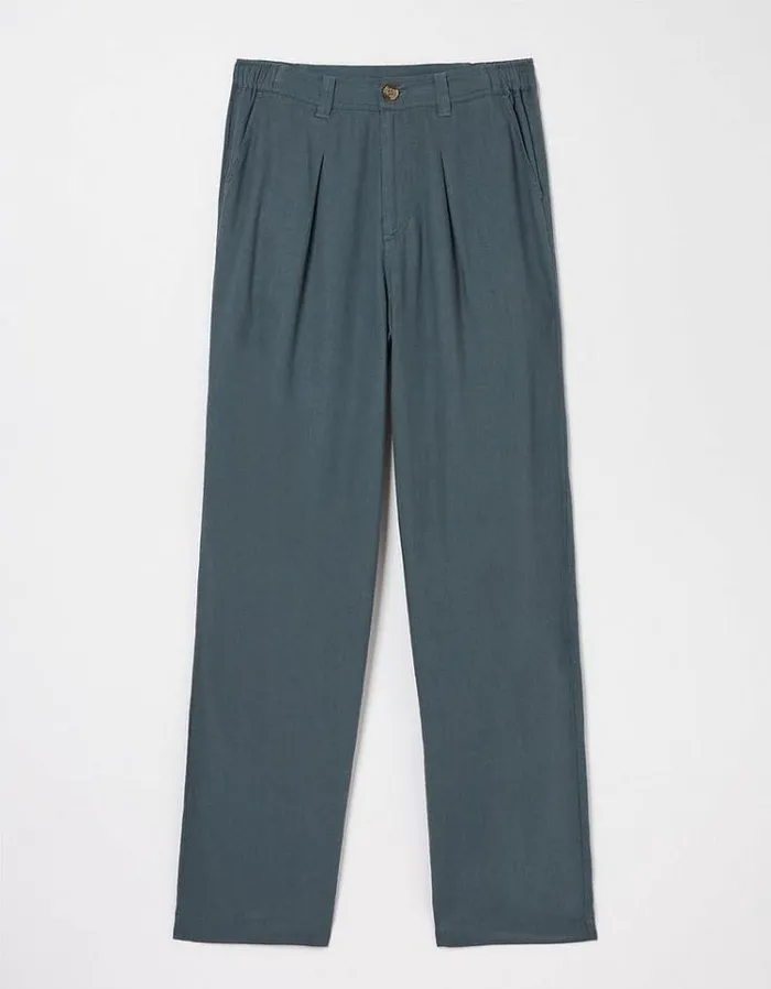 Women FatFace Pants and Leggings Pendeen Linen Blend Pants Teal Blue