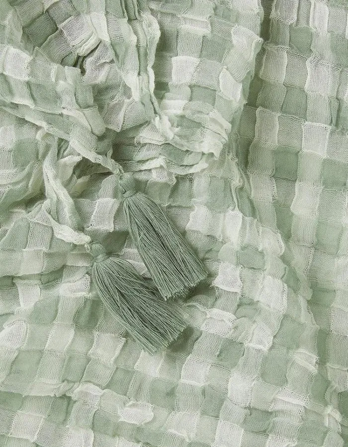 Women FatFace Scarves Lightweight Gingham Check Scarf Green