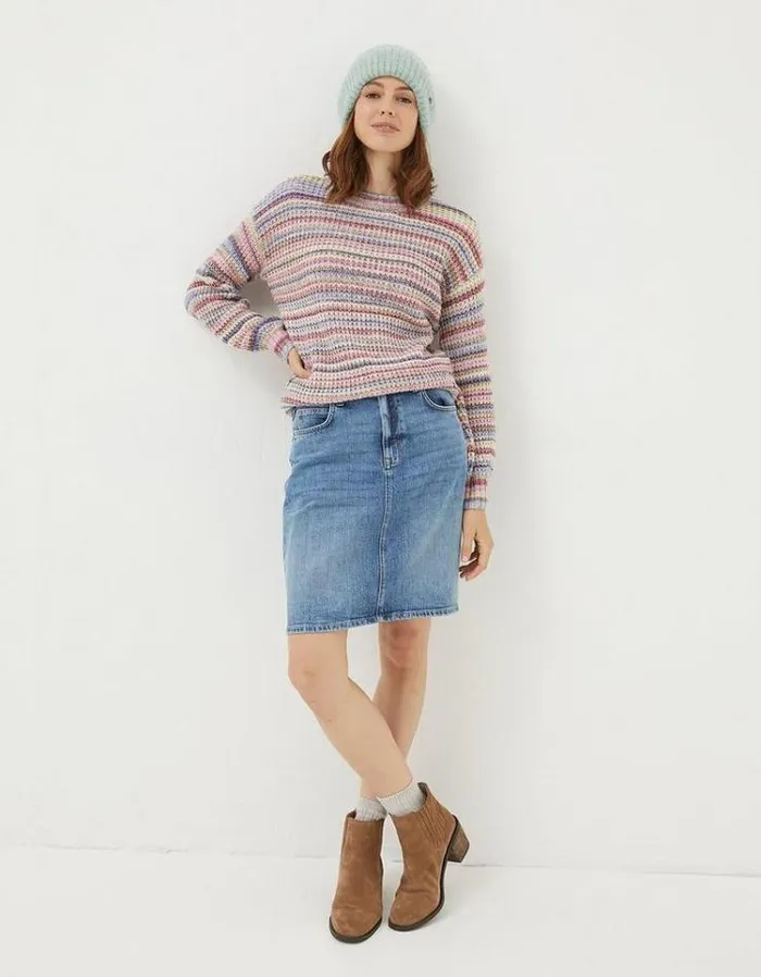 Women FatFace Skirts Hattie Denim Skirt Washed Blue