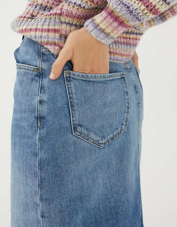 Women FatFace Skirts Hattie Denim Skirt Washed Blue