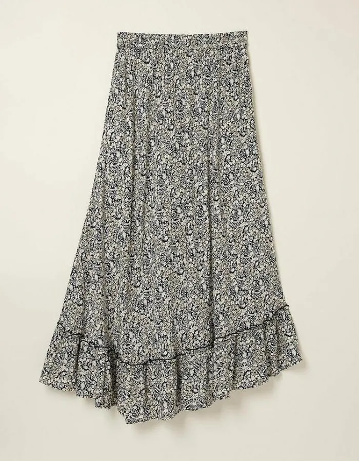 Women FatFace Skirts Lissy Inlay Floral Maxi Skirt Black