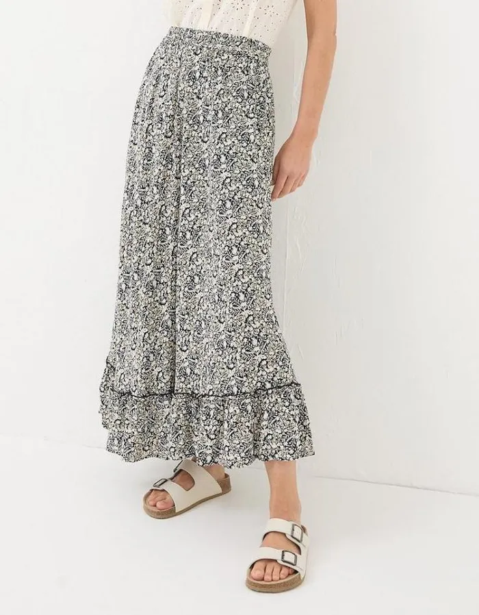 Women FatFace Skirts Lissy Inlay Floral Maxi Skirt Black