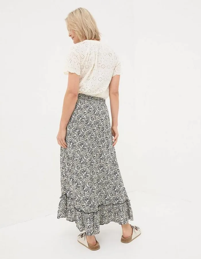 Women FatFace Skirts Lissy Inlay Floral Maxi Skirt Black