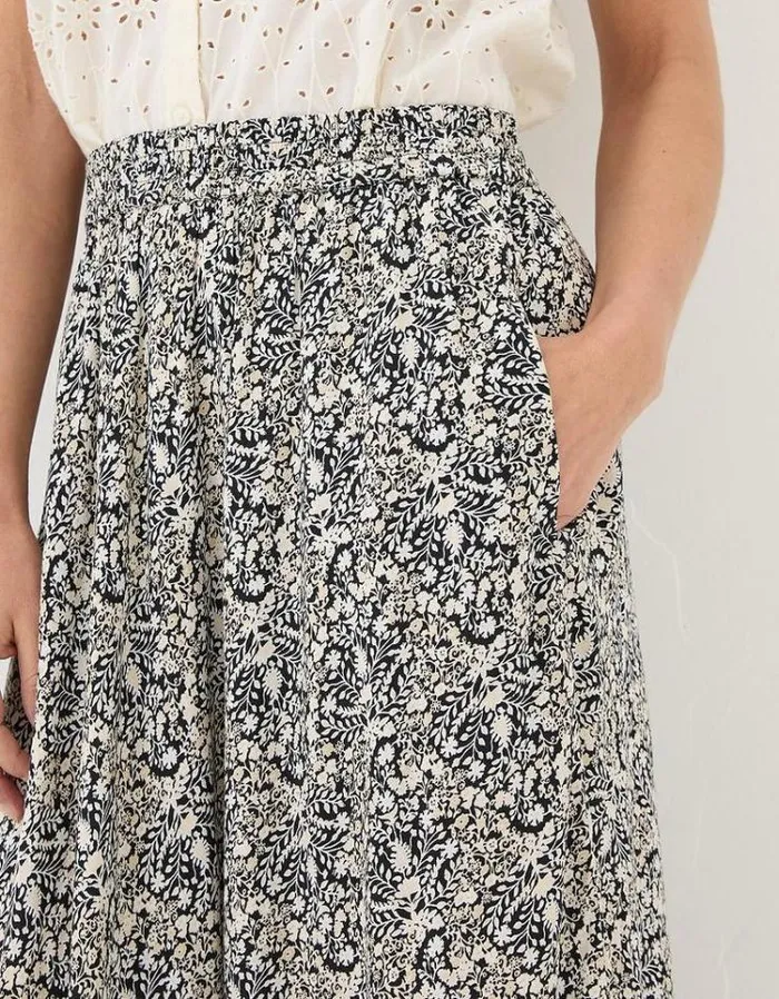 Women FatFace Skirts Lissy Inlay Floral Maxi Skirt Black
