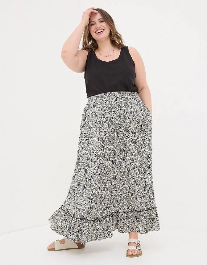 Women FatFace Skirts Lissy Inlay Floral Maxi Skirt Black