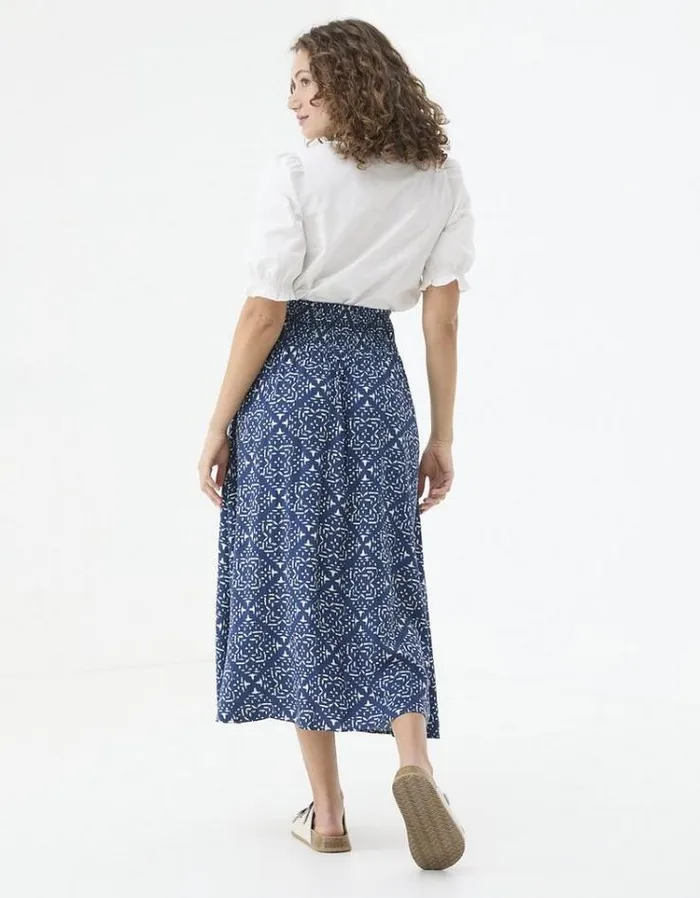 Women FatFace Skirts Sascha Geo Marks Midi Skirt Navy