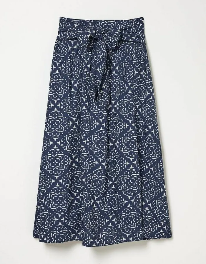 Women FatFace Skirts Sascha Geo Marks Midi Skirt Navy