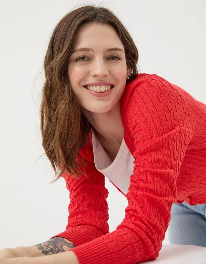 Women FatFace Sweaters and Cardigans Elissa Cardigan Red