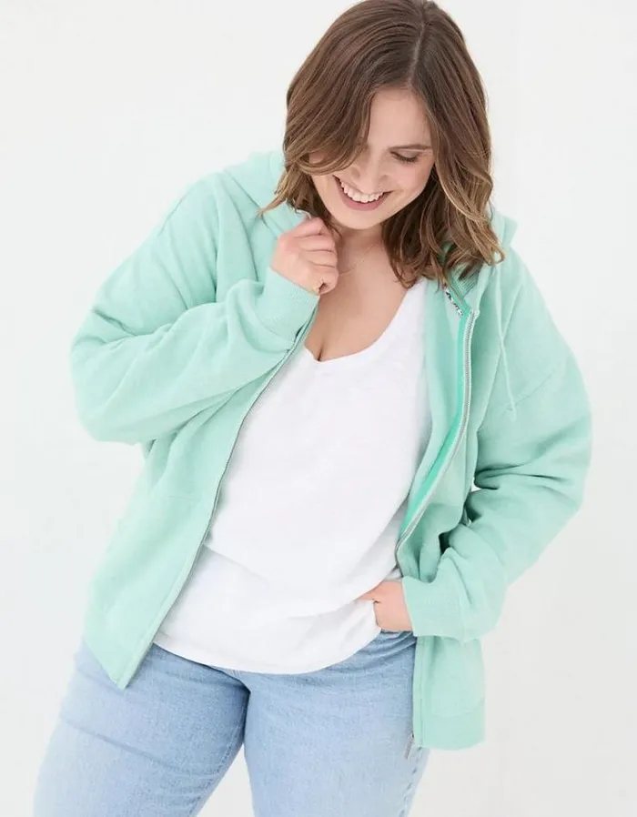 Women FatFace Sweatshirts and Hoodies Amy Zip Through Hoodie Mint Green