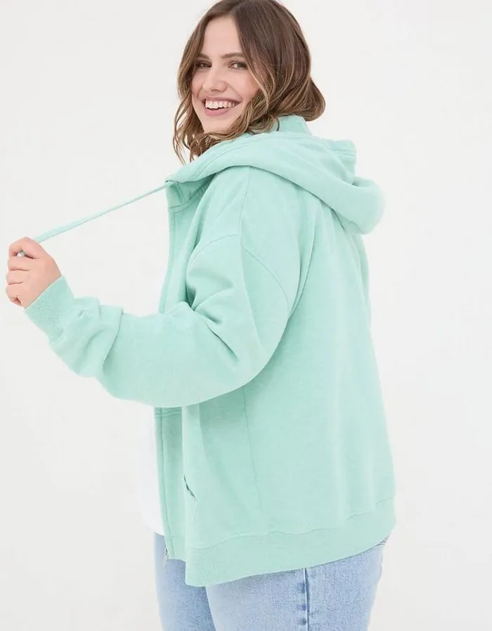 Women FatFace Sweatshirts and Hoodies Amy Zip Through Hoodie Mint Green
