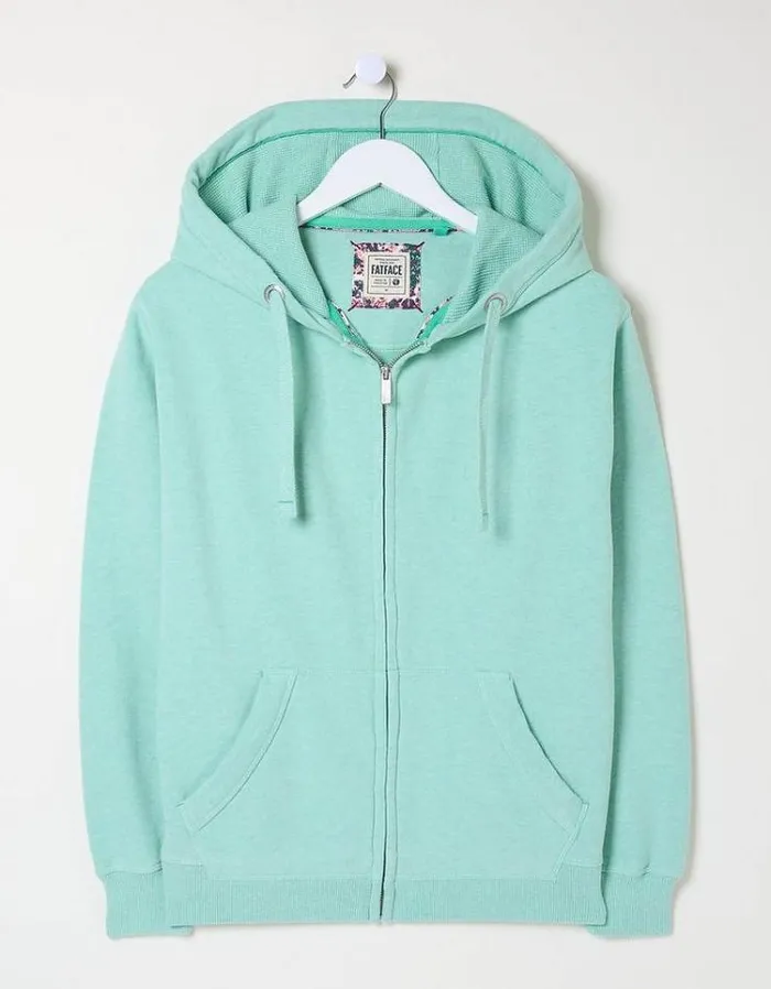 Women FatFace Sweatshirts and Hoodies Amy Zip Through Hoodie Mint Green