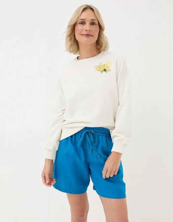 Women FatFace Sweatshirts and Hoodies Eve Lemons Crew Sweatshirt Ivory