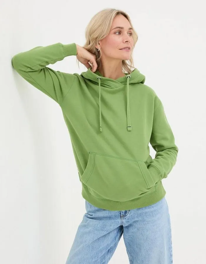 Women FatFace Sweatshirts and Hoodies Izzy Overhead Hoodie Olive Green