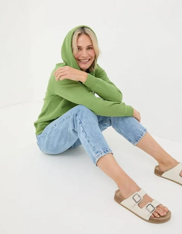 Women FatFace Sweatshirts and Hoodies Izzy Overhead Hoodie Olive Green