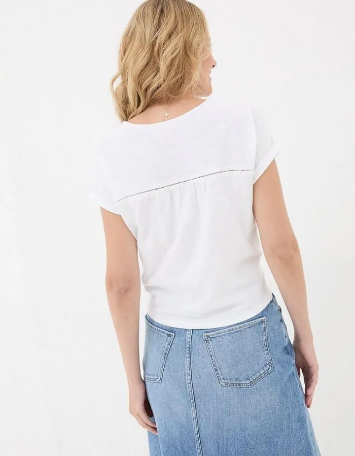 Women FatFace Tops and TShirts Fran Broderie Tie Front TShirt White