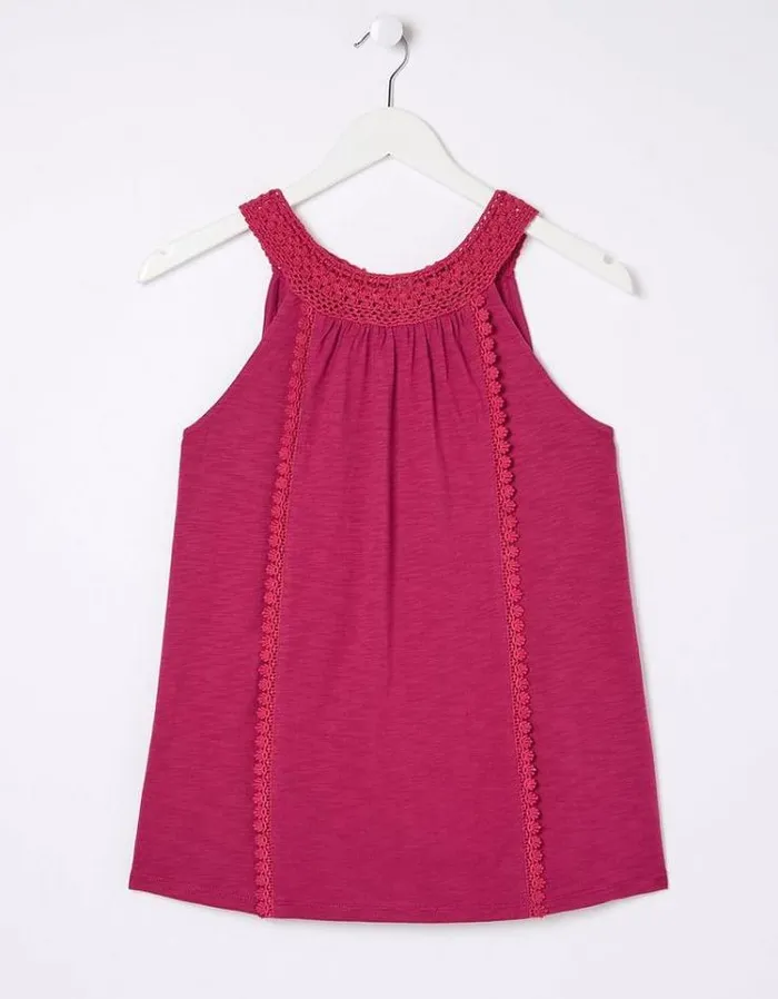 Women FatFace Tops and TShirts Nancy Crochet Vest Washed Burgundy