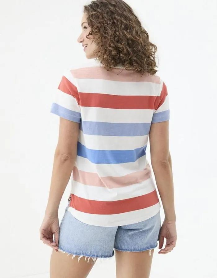 Women FatFace Tops and TShirts Natalie Stripe TShirt Blue