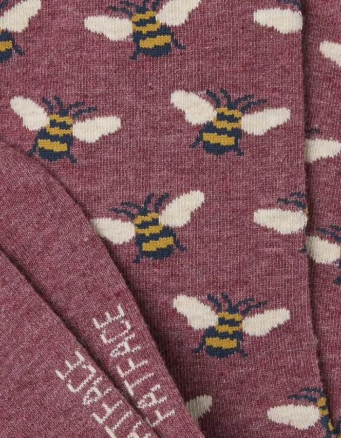 Women FatFace Underwear Socks and Tights 1 Pack Bee Socks Berry Pink