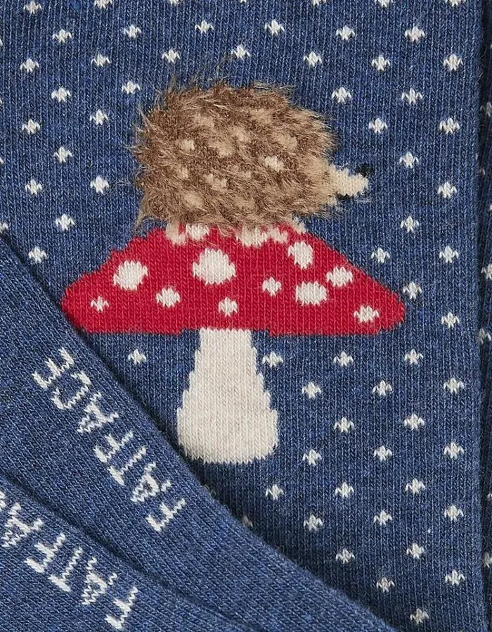 Women FatFace Underwear Socks and Tights 1 Pack FluffY Hedgehog Socks Navy Marl
