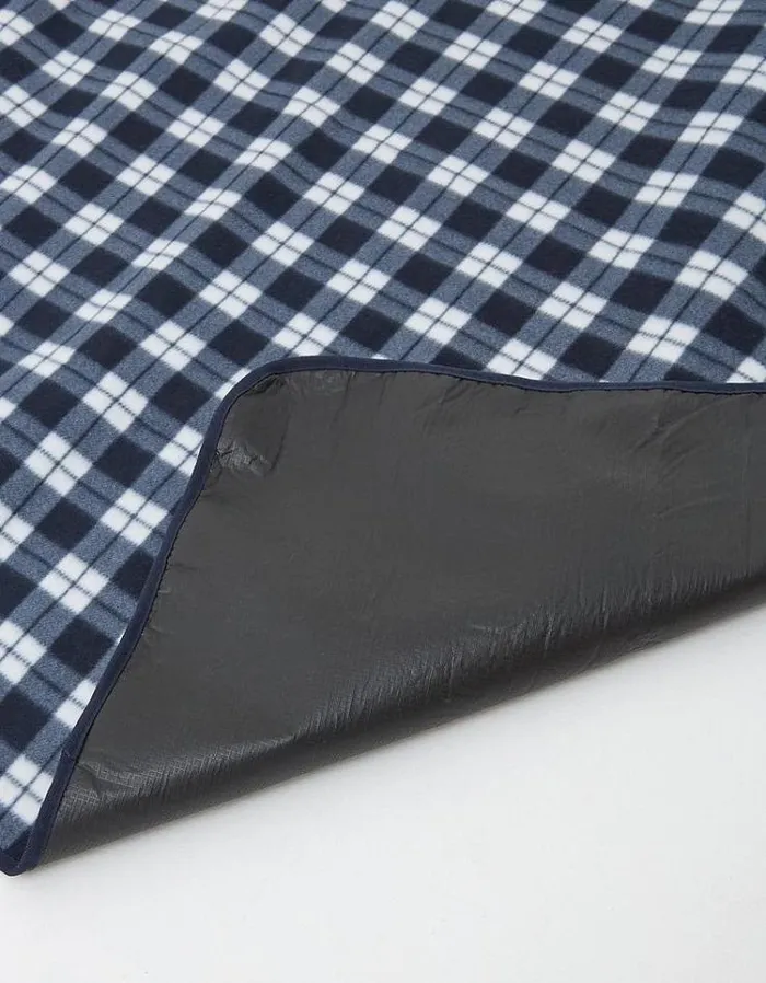 Women FatFace Vacation Shop Check Picnic Blanket Navy