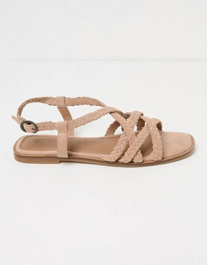 Women FatFace Vacation Shop Estelle Suede Strap Sandals Nude Pink