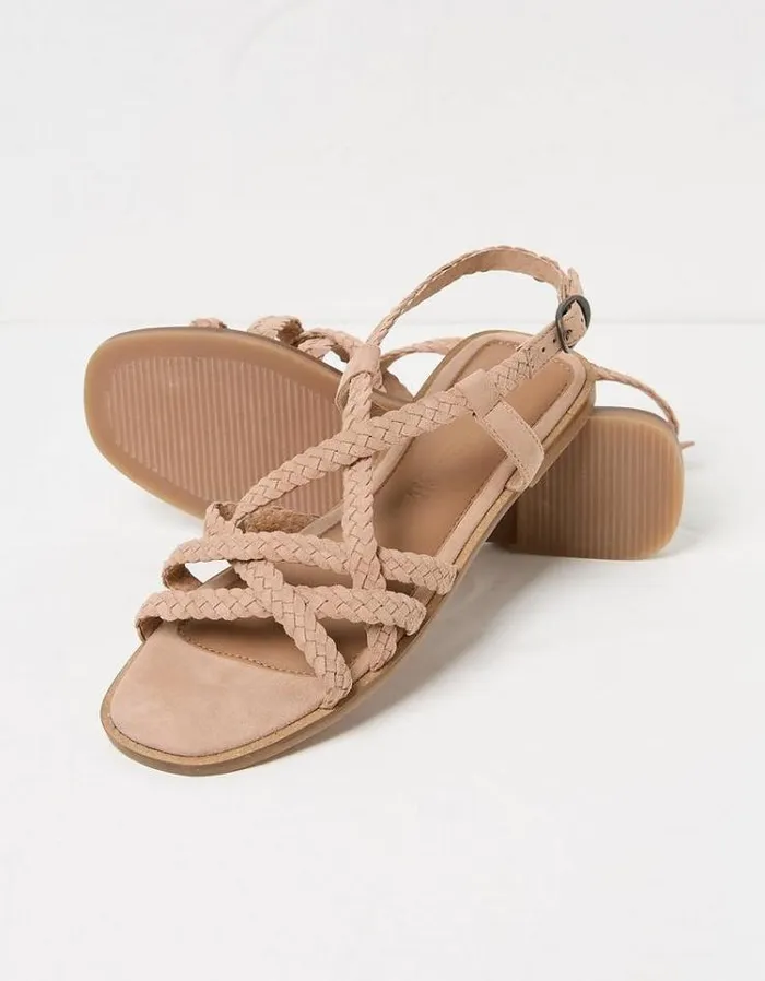 Women FatFace Vacation Shop Estelle Suede Strap Sandals Nude Pink