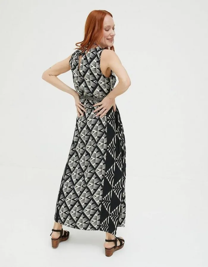Women FatFace Vacation Shop Harrie Geo Cut Out Midi Dress Black