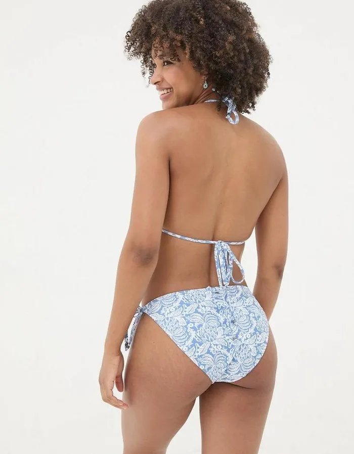 Women FatFace Vacation Shop Maci Damask Floral Bikini Top Blue