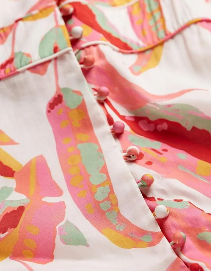 Women FatFace Vacation Shop Peony Painted Leaves Maxi Dress Multi