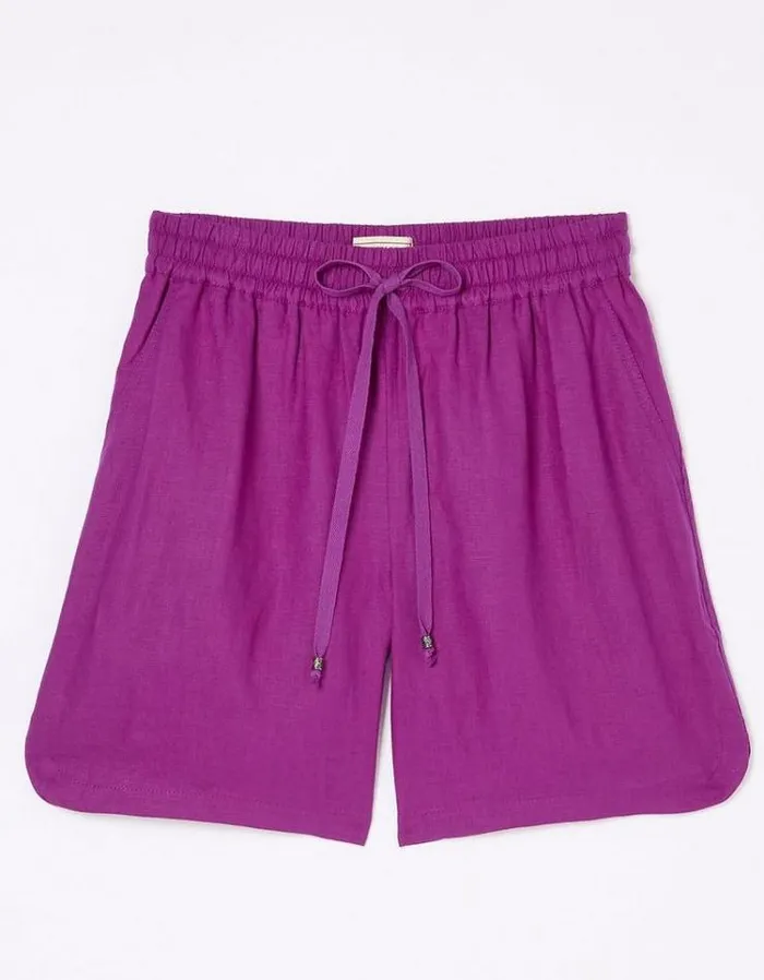 Women FatFace Vacation Shop Tenby Linen Shorts Purple