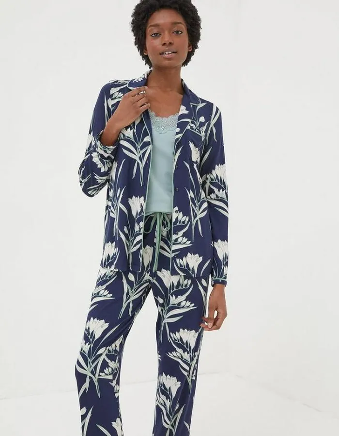 Women FatFace Women039s Sale Eva Spring Blooms Jersey Pyjama Bottoms Navy