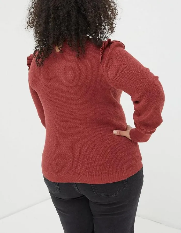 Women FatFace Women039s Sale Fiona Frill Sweater Raspberry Red