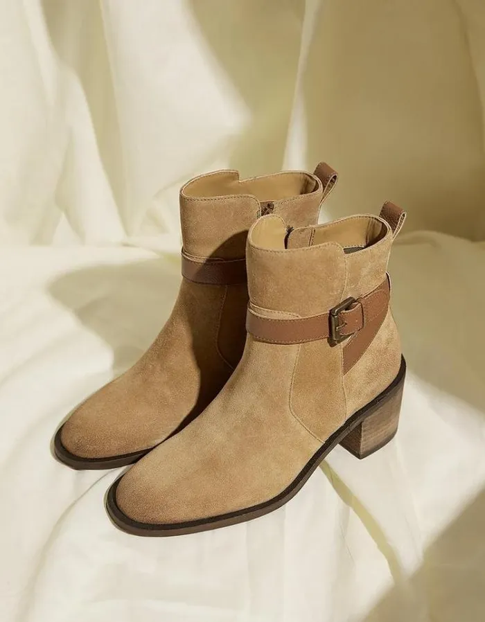 Women FatFace Women039s Sale Freya Suede Block Heel Ankle Boot Tan