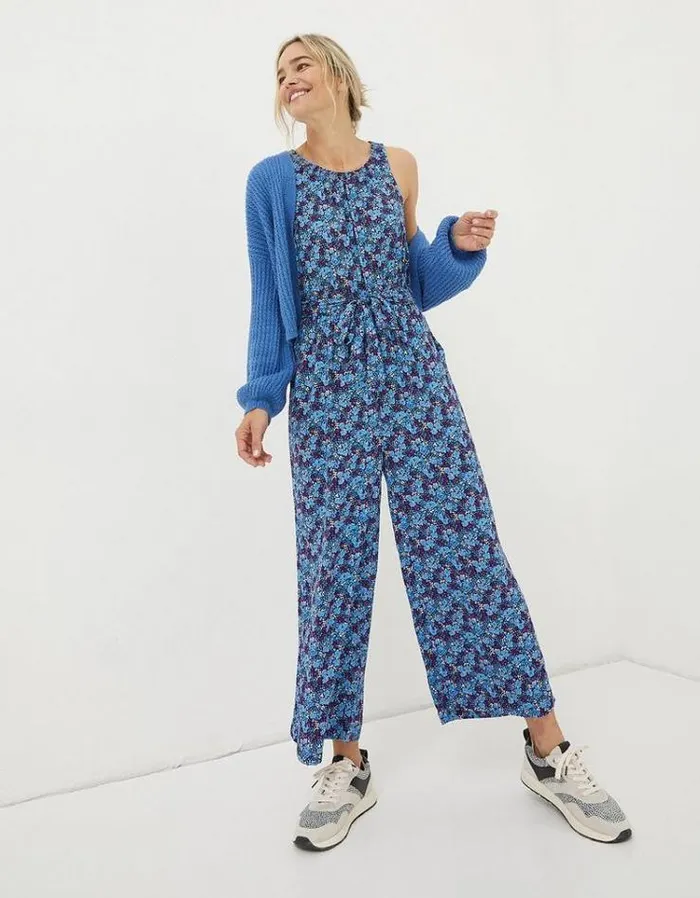 Women FatFace Women039s Sale Haylie Ink Floral Jumpsuit Dark Purple