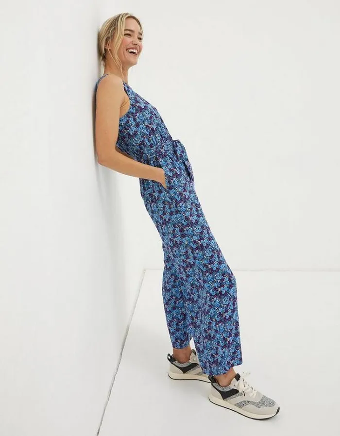 Women FatFace Women039s Sale Haylie Ink Floral Jumpsuit Dark Purple