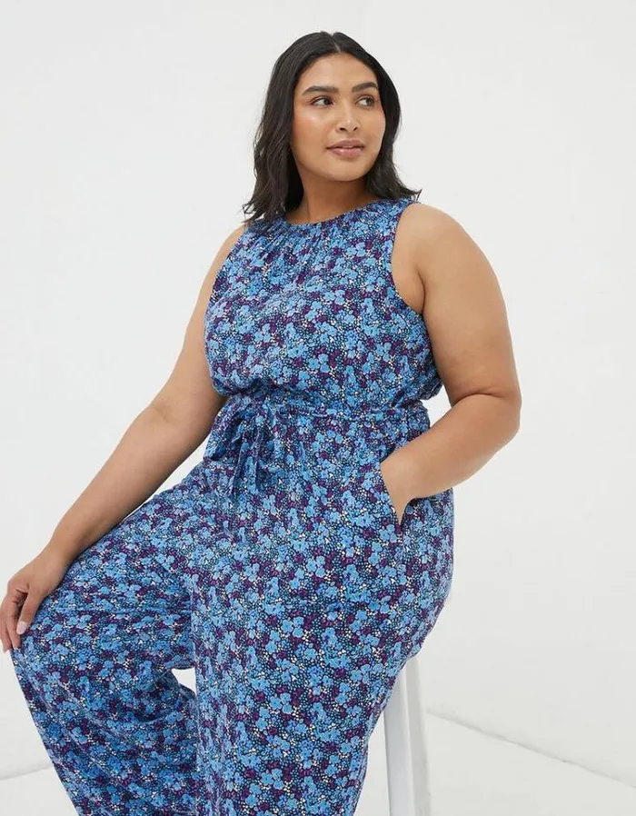 Women FatFace Women039s Sale Haylie Ink Floral Jumpsuit Dark Purple